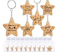 Otuuz 30 Sets Class of 2025 Star Keyring Motivational Gifts Wooden Star Token Favor End of Term Graduation Gifts for Students from Teachers to Pupil Inspirational for Children School Leavers