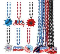 Otuuz 36 Pcs Spider Party Favors Decor Spider Theme Beaded Necklaces Long Beads Chains Pendants Colorful Beaded Necklaces Costume Jewelry for Birthday Party