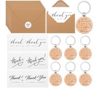 Otuuz 6 Sets Thank You Card with Keyring Thank You Teacher Gifts with Envelope Inspirational Keychain Leaving Gifts for Mother Colleagues Teacher's Day Graduation Birthday Christmas Party (Classic)