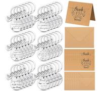 Otuuz 90 Pcs Employee Appreciation Gifts Bulk Stainless Steel Inspirational Keychain Thank You Card with Kraft Paper Envelopes Thank You Gift Leaving Gifts for Coworker Colleagues Teacher Nurse