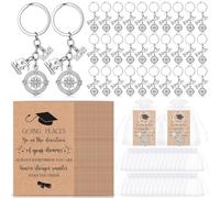 Otuuz 90 Pcs Graduation Gifts for Inspirational Congratulations Gift Bulk for Class 2026 Compass Keychain with Cap Charm and Graduation Card Organza Bag Graduate Party Favor Exam Senior