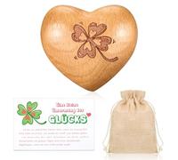 Otuuz a Little Hug Set Wooden Heart Ornaments Love You Isolation Gift Sending You a Hug Card Thinking of You Present with Drawstring Bag for Family Love One Couple Gift (Shamrock,2.36 x 2.17 x 1.18)
