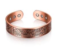 Otuuz Copper Magnetic Bracelet for Men Women Life Tree Copper Bracelet Solid Cuff Bangle with 6 Magnets Red Copper Magnet Energy Bracelet, Adjustable Size with Velvet Bag (Bronze)