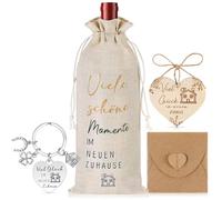 Otuuz Housewarming Gifts Home Housewarming Gift Lucky Charm Good Luck in the New Home Housewarming Wine Bottle Bag Key Ring Envelope Gift for Housewarming Moving Topping Party House Warming