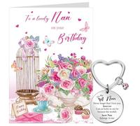 Otuuz Nan Birthday Card with Envelope and Keychain Happy Birthday Nan Gifts Never Forget That I Love You Forever Nan Keyring from Grandchildren for Nan Birthday Gifts