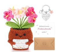 Otuuz Pack of 4 Godmother Gift Godmother Questions Gift Knitted Flower Pot Doll Key Ring Would You Like to Become My Godmother Card and Envelope for Godmother Pregnancy Announcement