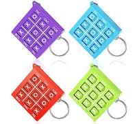 Otuuz Tic Tac Toe Keychain for Kids Ages 8-12 Party Favors Plastic Keyholders for Mini Backpack Clip Birthday Party for Boy Girl(Red, Light Blue, Green, Purple,16 Pcs)