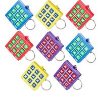 Otuuz Tic Tac Toe Keychain for Kids Ages 8-12 Party Favors Plastic Keyholders for Mini Backpack Clip Birthday Party for Boy Girl(Red, Blue, Yellow, Purple,8 Pcs)