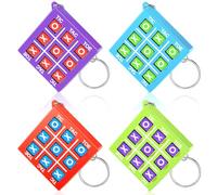 Otuuz Tic Tac Toe Keychain for Kids Ages 8-12 Party Favors Plastic Keyholders for Mini Backpack Clip Birthday Party for Boy Girl(Blue, Purple, Red, Green,8 Pcs)
