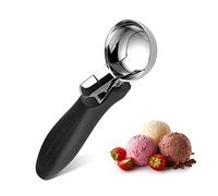 OTVAFAVA Ice Cream Scoop, 3 Tablespoons, Zinc Alloy, Black, Heavy Duty, Ergonomic Handle, Versatile Baking Scooper for Sundaes, Cupcake, Dough, Protein Balls and Meatballs