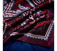 Otway & Orford 'Labyrinth' paisley silk pocket square - burgundy, red, blue & cream (42x42cm)