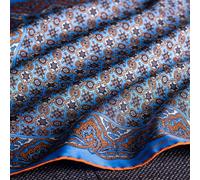 Otway & Orford 'Millefiori' silk pocket square - mid blue with orange & off-white (42x42cm)