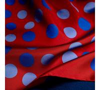 Otway & Orford 'Planetarium' polka dot silk pocket square - salsa red with blue (42x42cm)