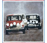 Otway & Orford Put Your Foot Down classic cars silk pocket square - red, white, blue (42x42cm)