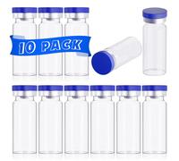 otwooi 10ml Sealed Empty Vials for Injection, Transparent Glass Vials Self-Healing Injection Port, Liquid Sample Storage Vial with Caps(10pcs)