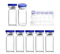 otwooi 10ml Sealed Empty Vials for Injection, Transparent Glass Vials Self-Healing Injection Port, Liquid Sample Storage Vial with Caps(10pcs)