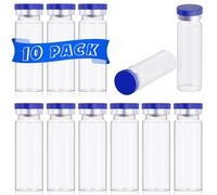 otwooi 20ml Sealed Empty Vials for Injection, Transparent Glass Vials Self-Healing Injection Port, Liquid Sample Storage Vial with Caps(10pcs)