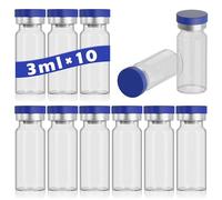 otwooi 3ml Sealed Empty Vials for Injection, Transparent Glass Vials Self-Healing Injection Port, Liquid Sample Storage Vial with Caps(10pcs)