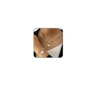 Otxas Chunky Gold Necklace for Women Chunky Heart Necklace and Bracelets Set Puffy Heart Necklace Silver Chunky Necklaces for Women Gold Jewelry Set, L, Metal, No Gemstone