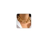 Otxas Chunky Gold Necklace for Women Statement Necklace for Women Paperclip Chain Necklace Layered Punk Cuban Link Chain for Women Chunky Choker Necklaces for Womens Jewelry, 2x2x0.3, Metal, No