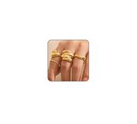 Otxas Chunky Gold Rings for Women Adjustable Gold Rings Non Tarnish Silver Statement Rings Bold Thick Stackable Rings Chunky Rings for Women Gold Plated Jewelry, Gold, No Gemstone