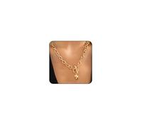 Otxas Chunky Heart Necklace Gold Statement Necklace for Women Big Puffy Heart Necklaces Chunky Chain Jewelry, 15.74 inch, Metal, No Gemstone