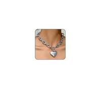 Otxas Chunky Heart Necklaces for Women Statement Gold Puffy Heart Pendant Chain Necklaces for Women Chunky Jewelr, L, Copper, No Gemstone