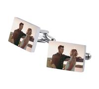 OTXIXTO Classic Stainless Steel Cufflinks for Men Personalized Initial/Date/Photo Silver Mens Cufflinks Gift for Husband Groomsmen Groom Father of the Bride -C1