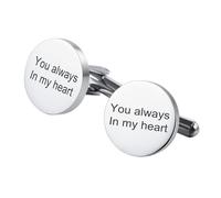 OTXIXTO Classic Stainless Steel Cufflinks for Men Personalized Initial/Date/Photo Silver Mens Cufflinks Gift for Husband Groomsmen Groom Father of the Bride -A3