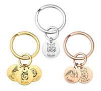 OTXIXTO Custom Pet Portrait Keychain Personalized Keychain with Photo and Name Stainless Steel for Dog Cat Memorial Gift B3