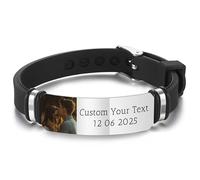 OTXIXTO Custom Silicone Photo Bracelet for Women Men Personalized Memorial Bracelet with Picture Inside Custom Picture Gifts for Loss Loved One (A1)