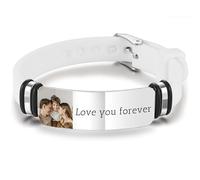 OTXIXTO Custom Silicone Photo Bracelet for Women Men Personalized Memorial Bracelet with Picture Inside Custom Picture Gifts for Loss Loved One (A5)