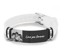 OTXIXTO Custom Silicone Photo Bracelet for Women Men Personalized Memorial Bracelet with Picture Inside Custom Picture Gifts for Loss Loved One (B5)