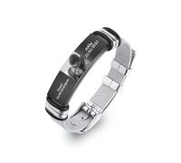 OTXIXTO Customized Engraved Photo Bracelets for Men Stainless Steel Adjustable Memorial Bracelet with Picture & Text Birthday Gifts for Father Boyfriend Brother (B6)