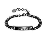 OTXIXTO Personalized Adjustable Eye Picture Bracelet for Women Men Unique Eye Engraved Design Jewelry with Stainless Steel Customized Text Sentimental Keepsake Gift for Mother Couple Friend - Black