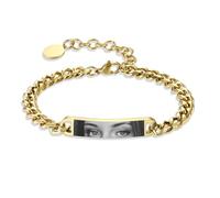 OTXIXTO Personalized Adjustable Eye Picture Bracelet for Women Men Unique Eye Engraved Design Jewelry with Stainless Steel Customized Text Sentimental Keepsake Gift for Mother Couple Friend - Gold