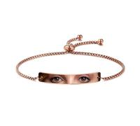 OTXIXTO Personalized Eye Photo Bracelet for Women Adjustable Stainless Steel Bangle with Birthstone Custom Text Engraving Dainty Design Ideal Gifts for Mom Sister Best Friends - B3