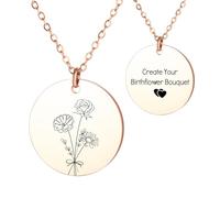 OTXIXTO Personalized Gold/Silver/Rose Gold Flower Necklace with 2/3/4/5 Birth Flowers Pendant and Birthstone for Women Delicate Daisy Necklace Birthday Gift for Mom Girlfriend Wife Daughter (C2)
