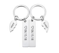 OTXIXTO Personalized Name Matching Keyrings for Couples Custom Keychain with Picture Text Love Keyring with Birthstone Gifts for Couples Boyfriend Girlfriend - Style C: Silver Keychain