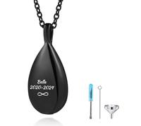 OTXIXTO Personalized Pet Ashes Necklaces Stainless Steel Teardrop Urn Pendant with Customized Pet Sketch Photo/Text Memorial Jewelry for Dog & Cat Cremation Keepsake for Ashes with Funnel Kit - B4