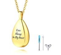 OTXIXTO Personalized Pet Ashes Necklaces Stainless Steel Teardrop Urn Pendant with Customized Pet Sketch Photo/Text Memorial Jewelry for Dog & Cat Cremation Keepsake for Ashes with Funnel Kit - B2