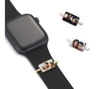 OTXIXTO Personalized Photo Smart Watch Band Charm Compatible with Various Watch Bands Decorative Rings Loops Slide Strap Accessories Personalized Gift for Men - C2