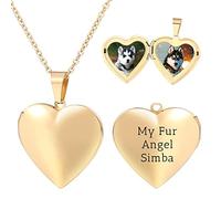 OTXIXTO Personalized Picture Heart Locket Necklace Custom Birth Flower Text Silver/Gold/Rosegold Photo Necklace Memorial Gifts for Women Mom Daughter - E2