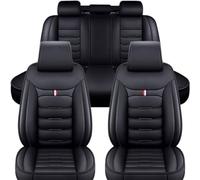 OTYKPXNV Car Seat Cover Sets For VW Golf ID.3 ID.4 ID.5 ID.7 Polo Arteon Passat, Full Set Leather Front Rear Covers Cushions Waterproof Breathable Protector Interior Accessories,Black