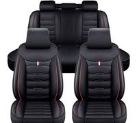 OTYKPXNV Car Seat Cover Sets For VW Golf ID.3 ID.4 ID.5 ID.7 Polo Arteon Passat, Full Set Leather Front Rear Covers Cushions Waterproof Breathable Protector Interior Accessories,Black-Red