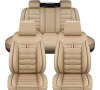 OTYKPXNV Car Seat Cover Sets For VW Golf ID.3 ID.4 ID.5 ID.7 Polo Arteon Passat, Full Set Leather Front Rear Covers Cushions Waterproof Breathable Protector Interior Accessories,Beige