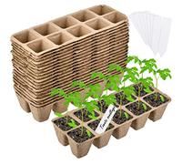 OTYMIOW 200 Cells Seedling Trays, 20PCS Seed Pots and Trays, Seed Starter Trayss Kit Germination Plant Pots Germination Planting Pot Starter Pot Kit Indoor Outdoor + Label Papers 40 Packs