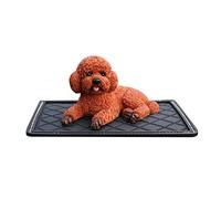 Otzoan Cute Dog Figurines Resin Animal Garden Farm Statue Poodle Sculpture Lawn Patio Yard Home Decorations Ornaments (Brown)