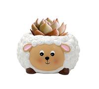 Otzoan Unique Super Cute Animal Resin Flower Pot container for Succulent Plant Indoor Outdoor (Lamb,10,5 x 11,5 x 6 cm)