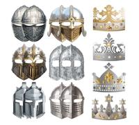OU RUI 20 Pcs Medieval Knight Party Decorations Medieval Paper Knight Helmets Masks Crowns for Adult Crusader Samurai Cosplay Roman Viking Dress-Up Party Decorations Gift